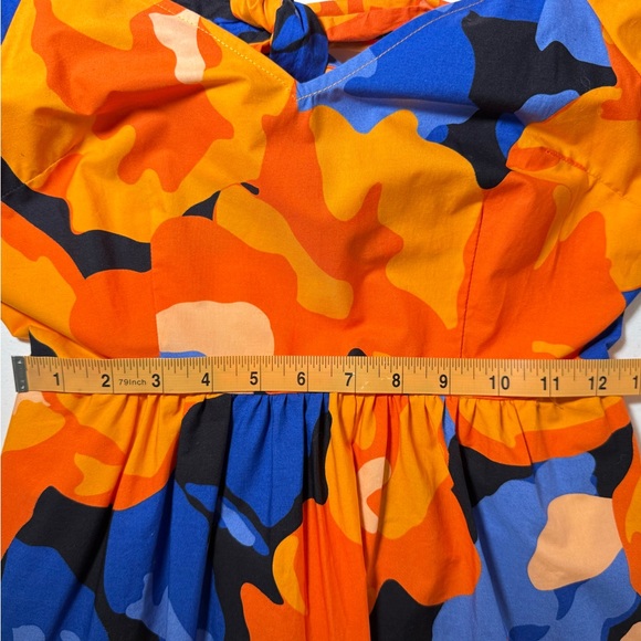 Tabitha Brown x Target Tropical Floral Tie Back Midi Dress Puff Sleeves Size 2 - Picture 8 of 8